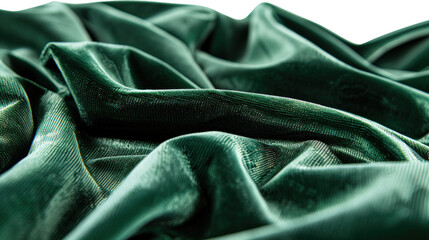 Obraz premium Elegant, glossy green satin fabric with luxurious folds showcasing its smooth texture and silky finish.