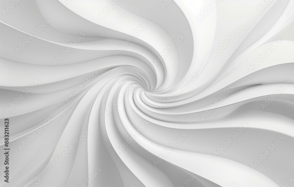 Poster abstract illustration featuring white curved lines converging towards the center, creating a swirlin