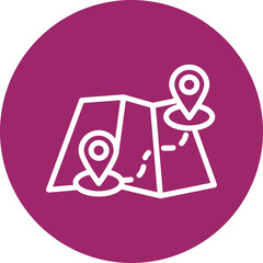 Route Map Vector Line White Circles Multicolors