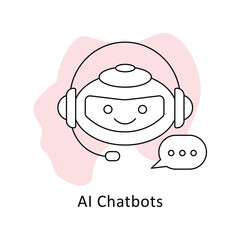 AI Chatbots Icon: Conversational AI, Virtual Assistants, Customer Service Automation, Chatbot Technology with editable stroke.