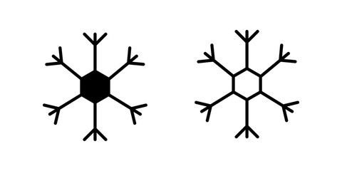 Snowflake set Icon Symbol isolated white background. vector illustration. color editable.
