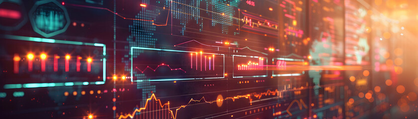 Fototapeta premium Graphs and Laptop on Blackboard Business Analysis Visualization Concept