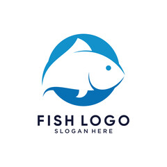 Obraz premium Fish logo design icon vector illustration with creative concept