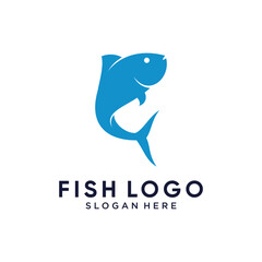 Obraz premium Fish logo design icon vector illustration with creative concept