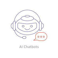 AI Chatbots Icon: Conversational AI, Virtual Assistants, Customer Service Automation, Chatbot Technology with editable stroke.