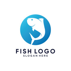 Obraz premium Fish logo design icon vector illustration with creative concept