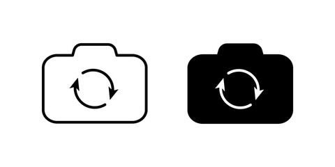 Fototapeta premium Switch from front to back camera Icon set. Symbol isolated on white background. vector illustration. color editable.