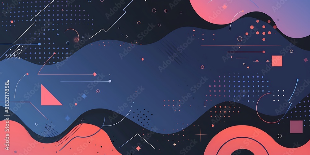 Poster a flat vector background with gradient, featuring rounded and curved shapes,geometric patterns,this 