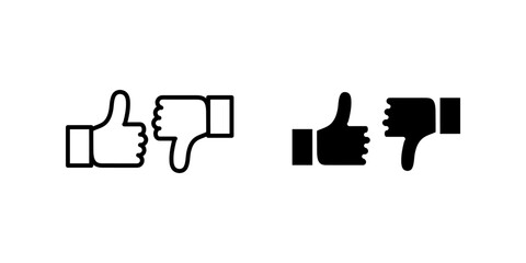  Thumbs up thumbs down Icon set .Symbol isolated white background. vector illustration. color editable.