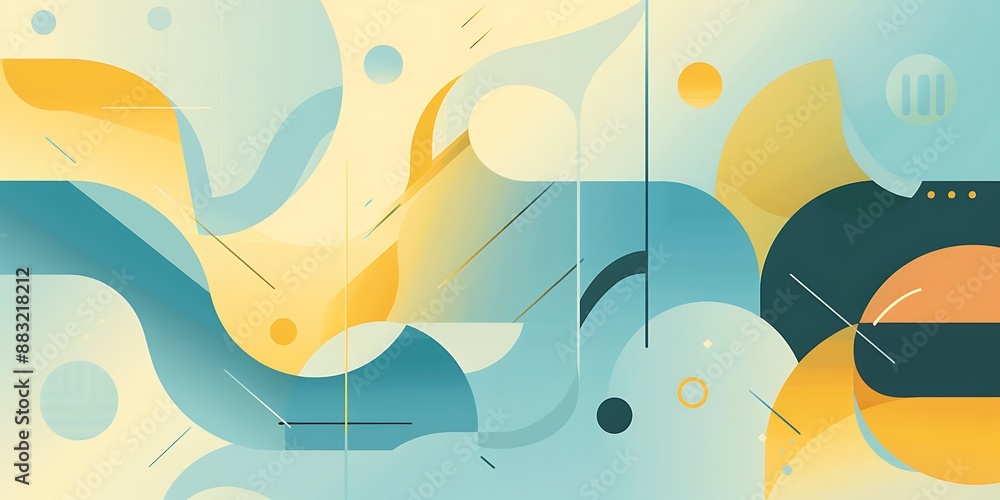 Poster a flat vector background with gradient, featuring rounded and curved shapes,geometric patterns,this 