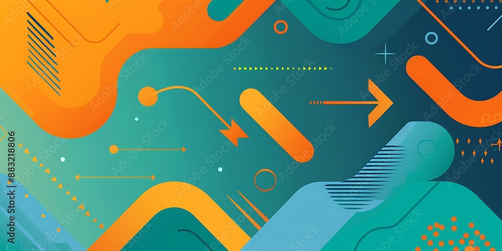 Poster a flat vector background with gradient, featuring rounded and curved shapes,geometric patterns,this 
