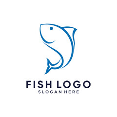 Obraz premium Fish logo design icon vector illustration with creative concept