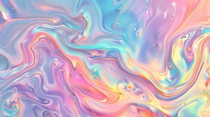 Fototapeta premium Abstract Holographic Liquid Swirls in Pastel Colors
