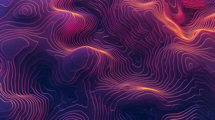Abstract Wavy Lines Digital Art - Purple and Orange Glow