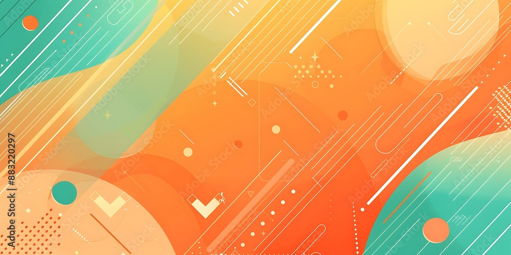 Poster a flat vector background with gradient, featuring rounded and curved shapes,geometric patterns,this 