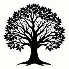 Obraz premium tree with leaves vector illustration 