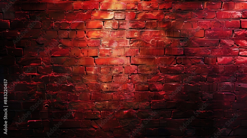 Aufkleber red brick wall background with space for text on an illuminated backdrop