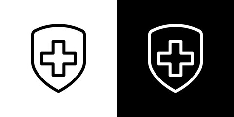 Fototapeta premium Medical shield icon symbol graphic illustration design.