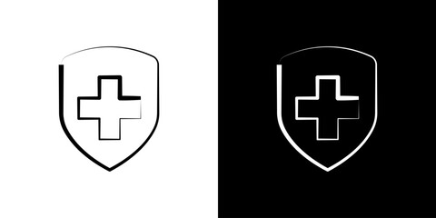 Medical shield icon symbol graphic illustration design.