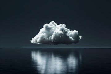 Fototapeta premium Photorealistic Small White Cloud on Black Background with Cinematic Lighting and Ultra Realistic Detail