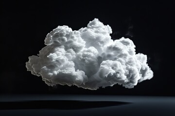 Photorealistic Small White Cloud on Black Background with Cinematic Lighting and Ultra Realistic Detail
