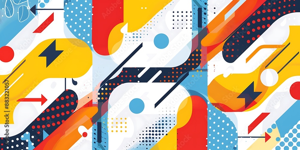 Poster a flat vector background with gradient, featuring rounded and curved shapes,geometric patterns,this 