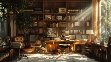 Teacher providing one-on-one tutoring in a cozy study room, Vintage, Soft Lighting, Illustration