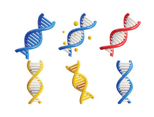 DNA icon set 3d rendering vector illustration