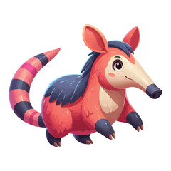 Aardvark vector illustration isolated on white background, bright colorful , cartoon style
