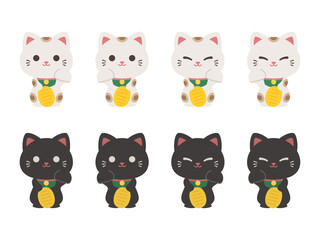 かわいい招き猫のイラスト素材セット