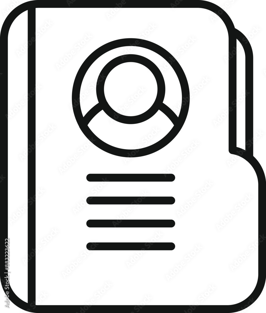 Poster this simple icon depicts a folder containing personal information, symbolizing the storage of user d