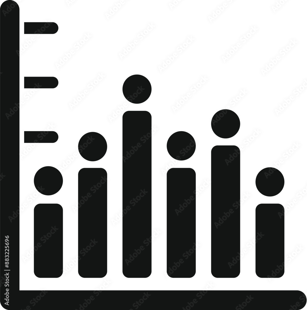 Poster black and white icon of a statistical chart representing unemployed people applying for an open job 