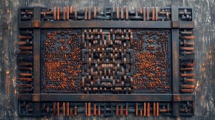 Intricate, vintage wooden abacus with decorative carvings, showcasing classic design elements, perfect for historical and educational themes.