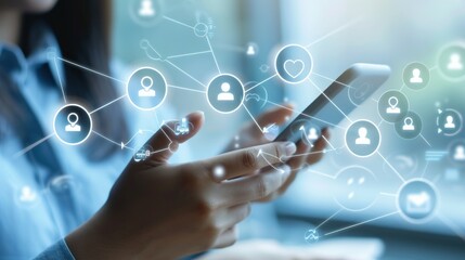 Obraz premium Concept HR(human resources) technology. Online and modern technologies for simplifying the human resources system and management.