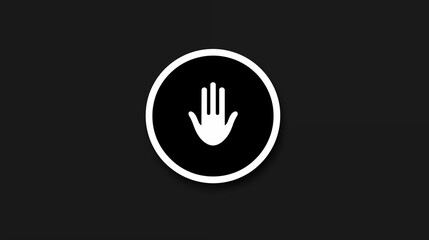 Obraz premium Hand Stop Symbol in a Black Circle with White Outline