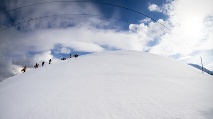 The traditional sledding competition in winter takes place in İkizdere's high mountain plateau, which can be reached even in winter, in Petran, Meşek&ouml;y, İkizdere, Rize, Turkey.