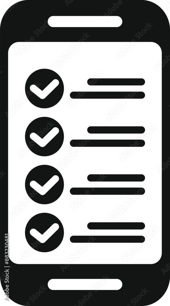 Poster simple icon of a smartphone displaying a checklist with all items marked as completed