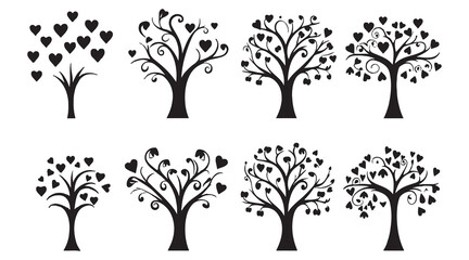 Obraz premium set of black silhouette love tree