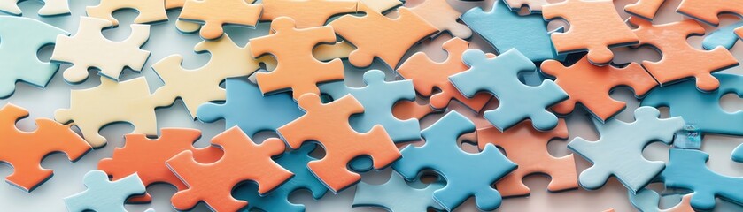 Fototapeta premium A pile of puzzle pieces in various colors