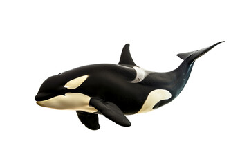 Fototapeta premium Orca(Killer whale) swimming, transparent white background, isolated.