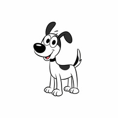a black and white picture of a dog with big eyes, anthropomorphic dog