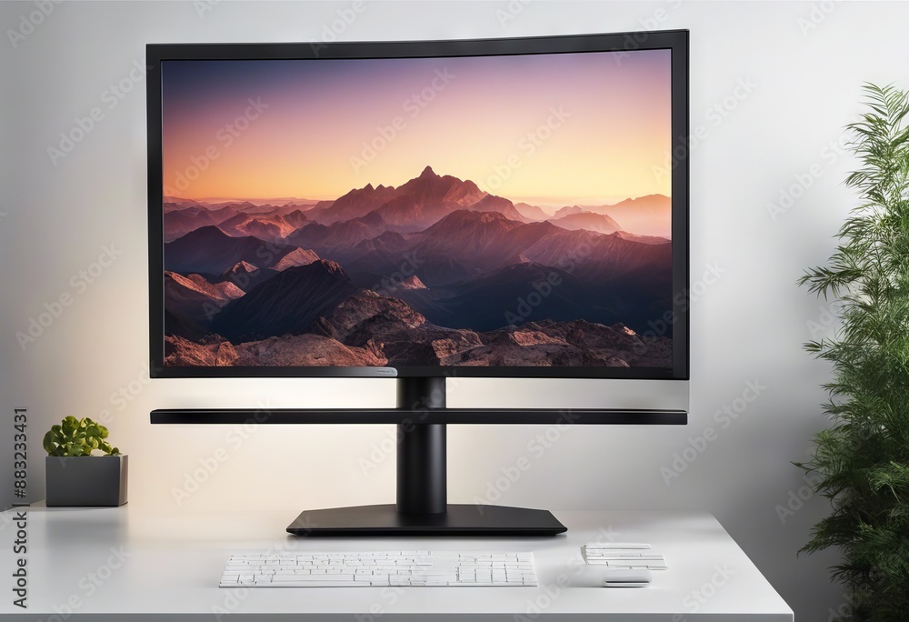 Poster technology screen black white computer display background monitor flat modern olated digital mac