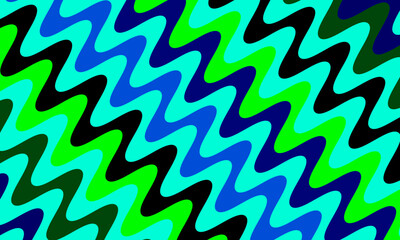 Abstract geometric vintage pattern. Modern ornament with groovy curved green lines. wavy colorful stripes.