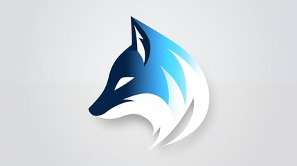 Modern Abstract Blue Fox Logo Illustration with Stylized Design in Vector Art
