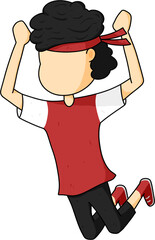 Indonesian Boy Supporter Jumping Illustration