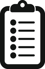 Simple icon of a clipboard with a checklist, representing the concept of organization and productivity