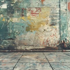 Grungy Concrete Wall with Vibrant Graffiti Backdrop for Urban Product Mockups