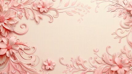 Pink card with intricate floral design and blank space below