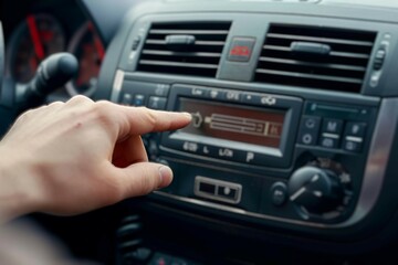 Tuning the stereo Closeup shot of a driver tuning a car radio