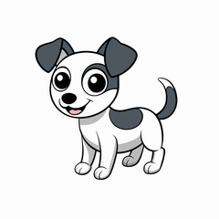 a black and white picture of a dog with big eyes, anthropomorphic dog